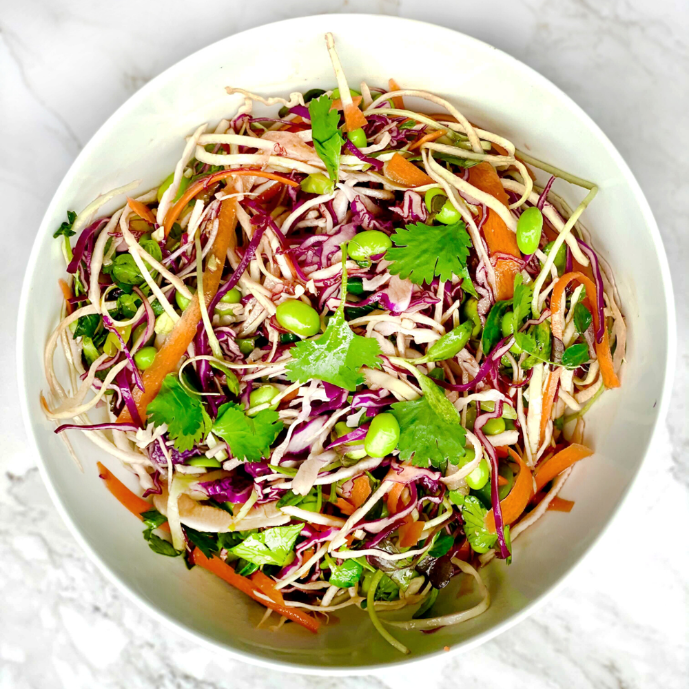Asian Slaw With Miso & Ginger Dressing